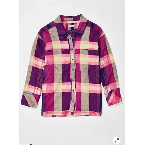 Free People We The Free So Long Summer Pink Purple Flannel XS NWOT - Picture 10 of 10